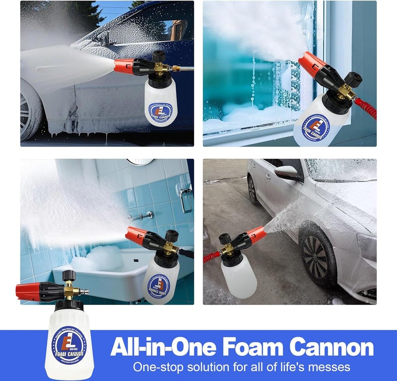 EARLEAS Foam Cannon for Pressure Washer, 1 Liter Bottle, 1/4 Inch Quick Connector, Professional Snow Foam Lance for Car, Glass, Wall, and Exterior Surface Cleaning - Image 4